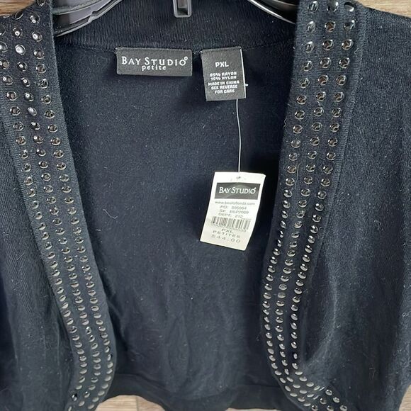 Bay Studios Petite Ladies Cardigan Shrug Sweater PXL Black NWT Old Stock - Picture 5 of 6